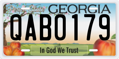 GA license plate QAB0179
