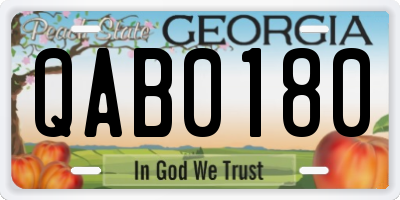 GA license plate QAB0180