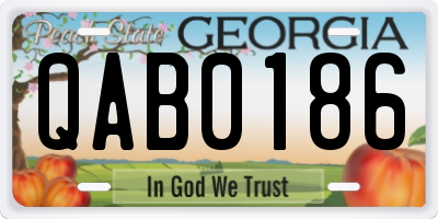 GA license plate QAB0186