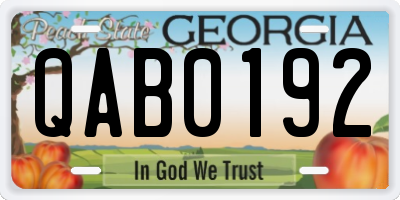 GA license plate QAB0192