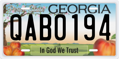 GA license plate QAB0194