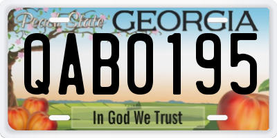 GA license plate QAB0195