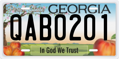 GA license plate QAB0201