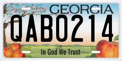 GA license plate QAB0214