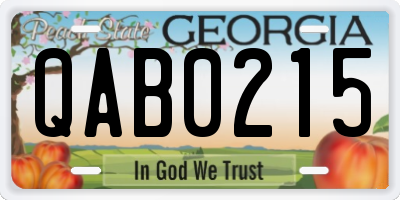 GA license plate QAB0215