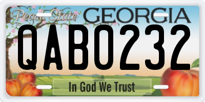 GA license plate QAB0232