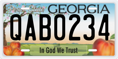 GA license plate QAB0234