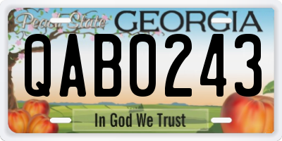 GA license plate QAB0243