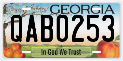 GA license plate QAB0253