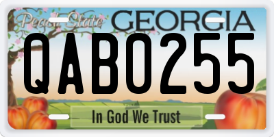 GA license plate QAB0255