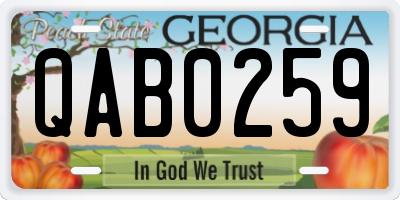 GA license plate QAB0259