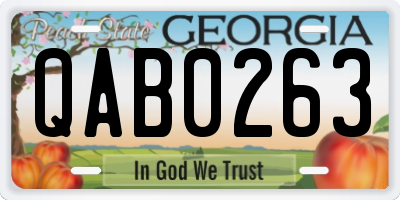 GA license plate QAB0263