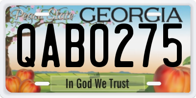 GA license plate QAB0275
