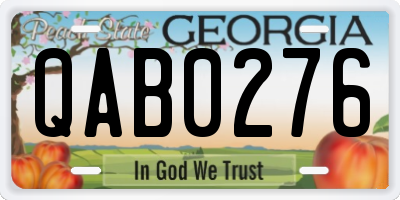 GA license plate QAB0276