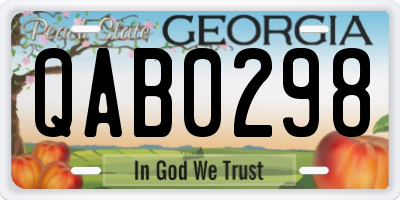 GA license plate QAB0298