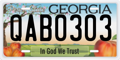 GA license plate QAB0303