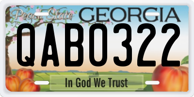 GA license plate QAB0322