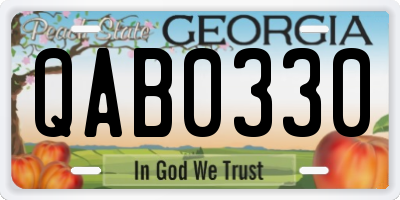GA license plate QAB0330
