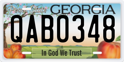 GA license plate QAB0348