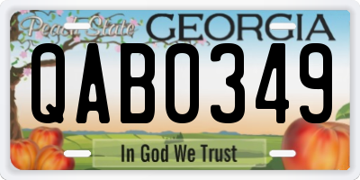 GA license plate QAB0349