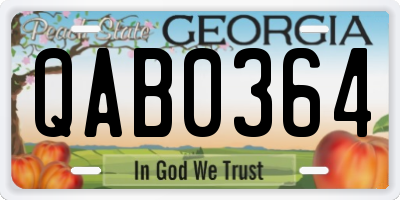 GA license plate QAB0364