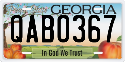 GA license plate QAB0367