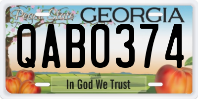 GA license plate QAB0374