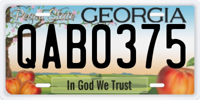 GA license plate QAB0375