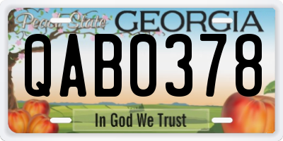 GA license plate QAB0378