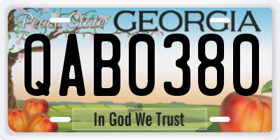 GA license plate QAB0380