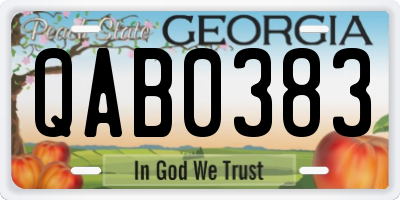 GA license plate QAB0383