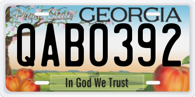 GA license plate QAB0392