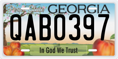 GA license plate QAB0397