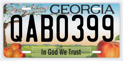 GA license plate QAB0399
