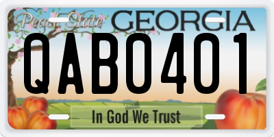 GA license plate QAB0401