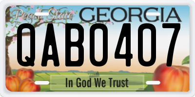 GA license plate QAB0407
