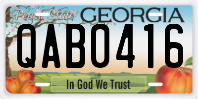 GA license plate QAB0416