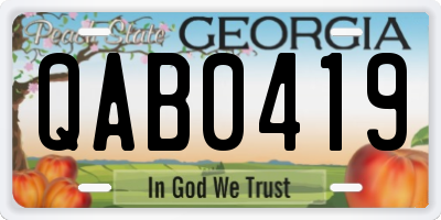 GA license plate QAB0419