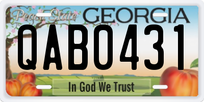 GA license plate QAB0431