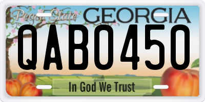GA license plate QAB0450