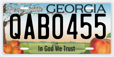 GA license plate QAB0455