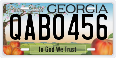 GA license plate QAB0456