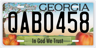 GA license plate QAB0458