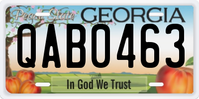 GA license plate QAB0463