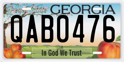 GA license plate QAB0476