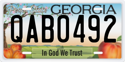 GA license plate QAB0492