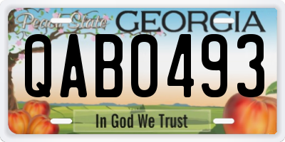 GA license plate QAB0493