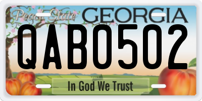 GA license plate QAB0502