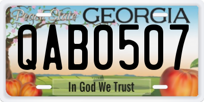 GA license plate QAB0507