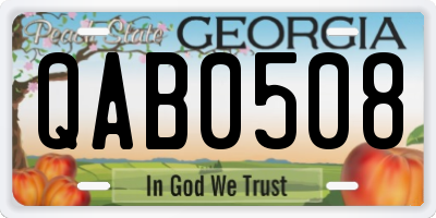 GA license plate QAB0508